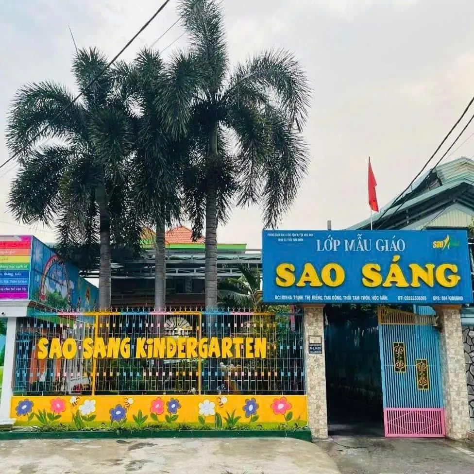 Mặt tiền cơ sở 1 trường mầm non Sao Sáng Hóc Môn Trịnh Thị Miếng